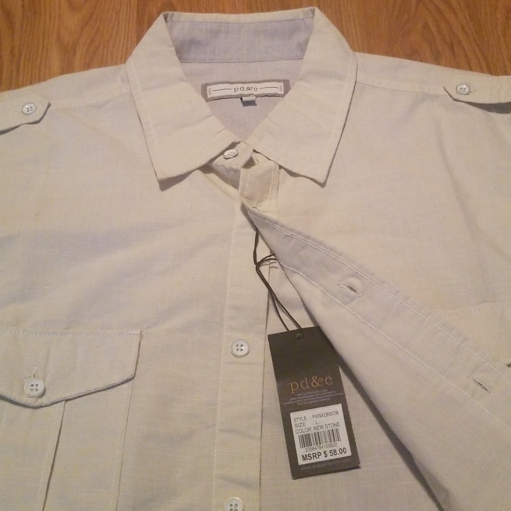 🔥PD&C Grey White Long Sleeve Cotton Button Down